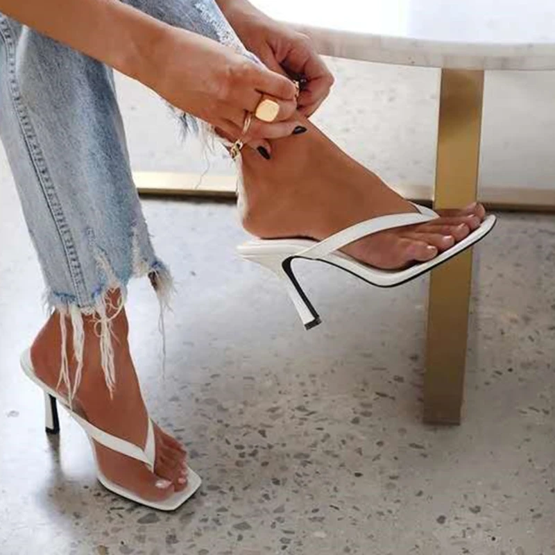 Women Shoes Mules - Stylowe damskie klapki na obcasie czarne