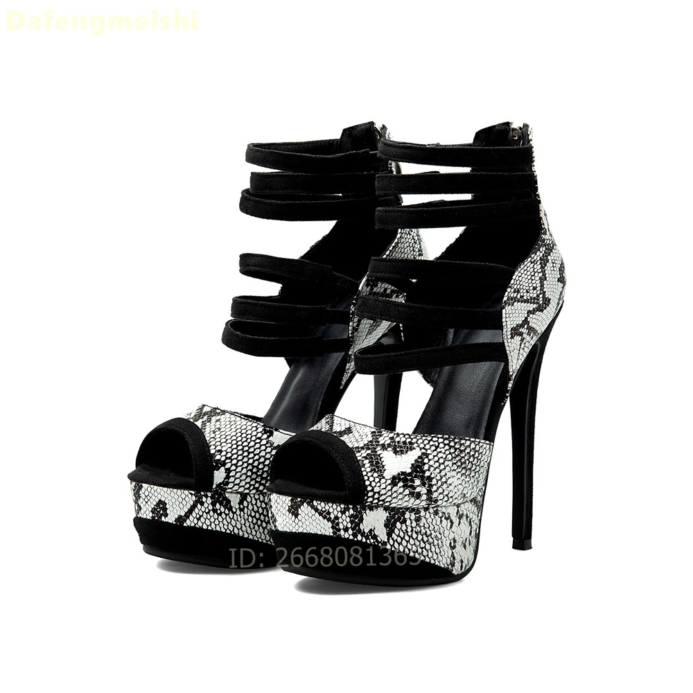 Women Shoes Zipper - Sandały na platformie z paskami wokół