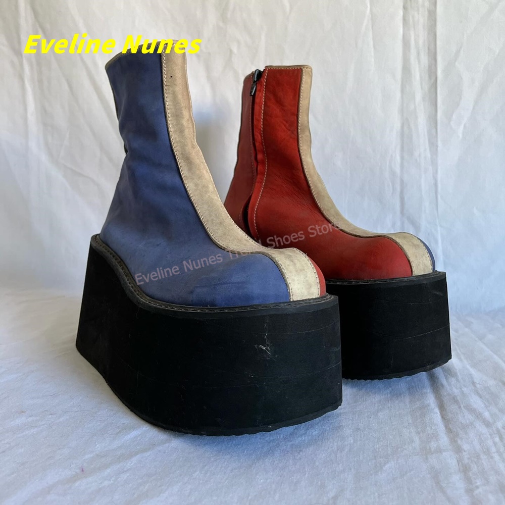 Block Heel Ankle Boots - Botki na platformie w stylu Y2K,