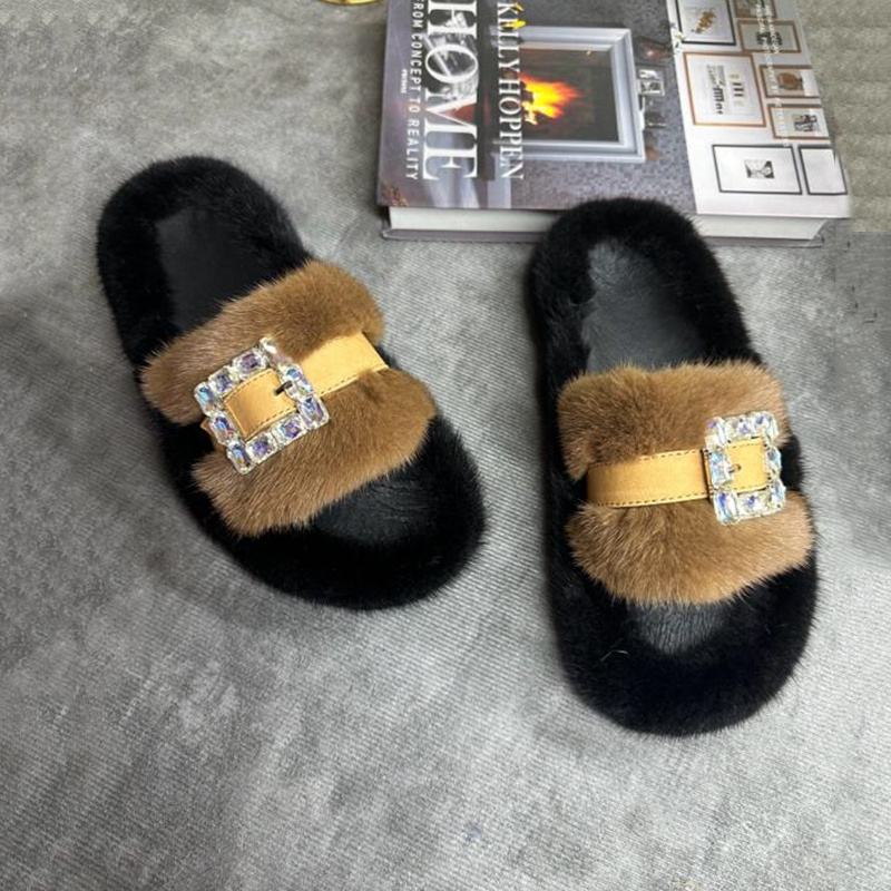 Klapki z futra norek damskie,  – Women Shoes Mules recenzja i cena
