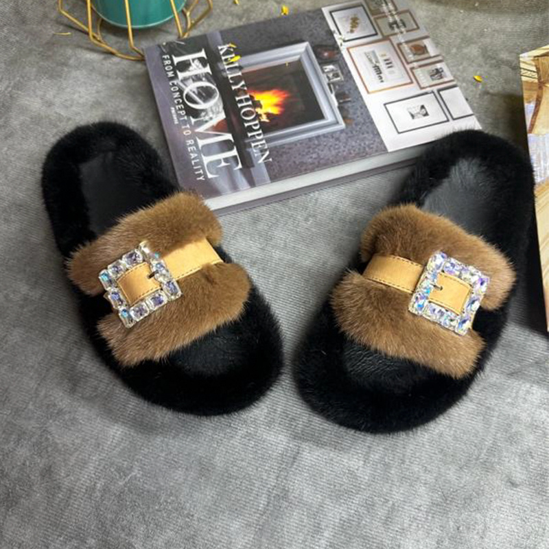 Klapki z futra norek damskie,  – Women Shoes Mules recenzja i cena