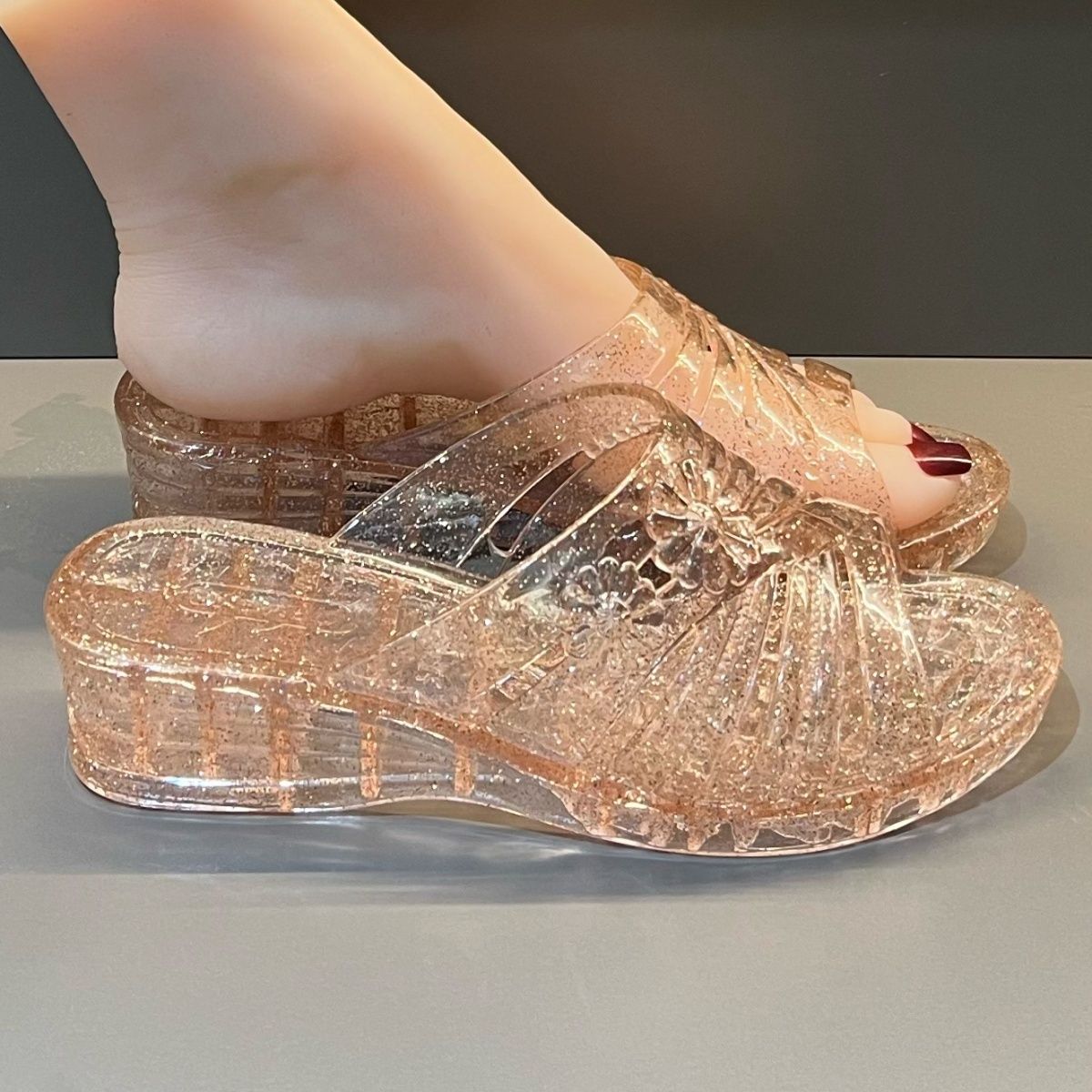 Fioletowe brokatowe sandały na – Women Shoes Mules recenzja i cena