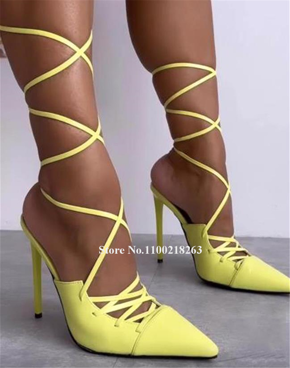 Sznurowane sandały na cienkim  – Women'S Shoes Yellow recenzja i cena